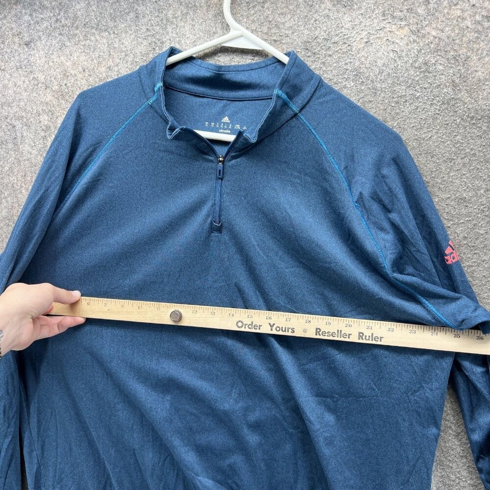 Adidas Shirt Mens XL Blue Climalite Quarter Zip Long Sleeve Athletic Pullover - Picture 8 of 11